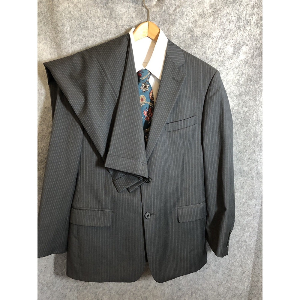 Brooks Brothers Suit 41R Blazer Pants 35 Gray Pinstripe Wool 346 Career Classic